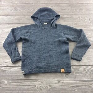 PAKA Royal Alpaca Wool Blend Hoodie Sweater Gray Blue Small Made in Peru